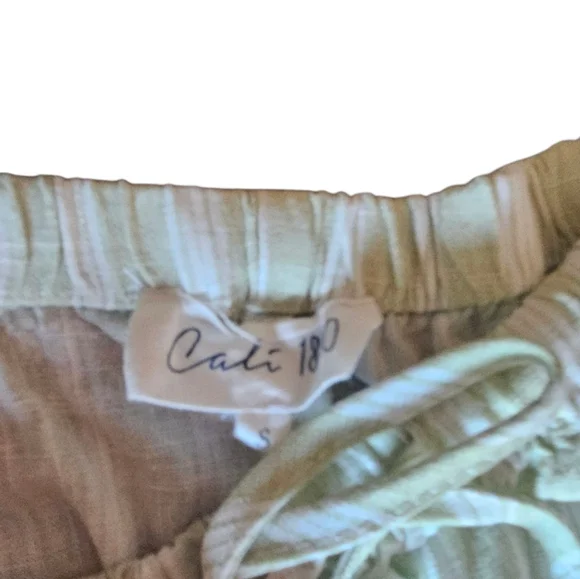 NWT - Cali 1850 - Sage Green Striped Lined Blend Wide Leg Pants - Small - Picture 8 of 14